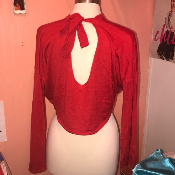 Red Cropped Sweater - Picture 2 of 2